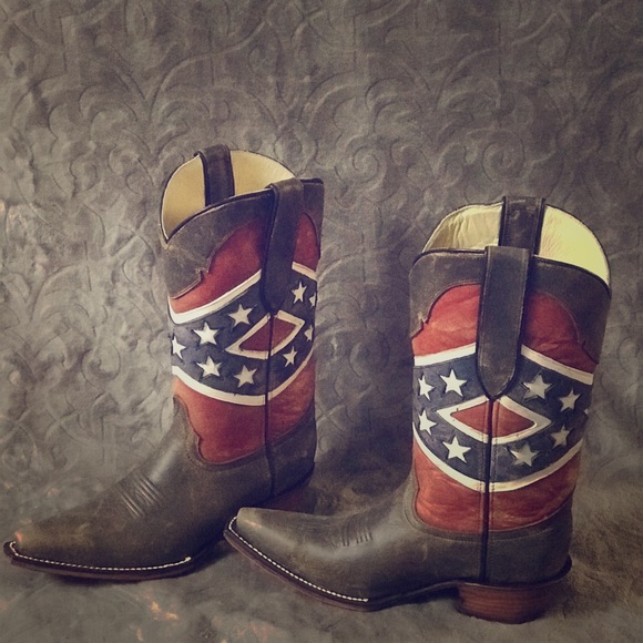 Rockin Leather Shoes - Rockin Leather Rebel Flag boots